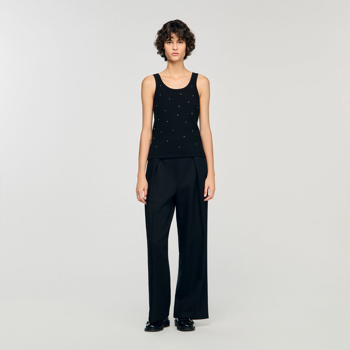 Jersey tank with rhinestones | Sandro