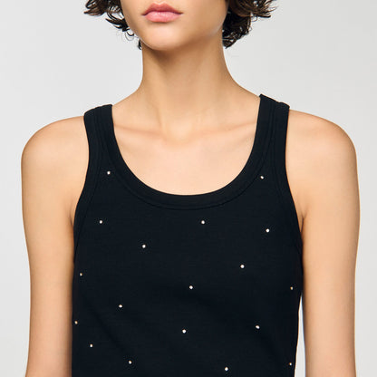 Jersey tank with rhinestones | Sandro