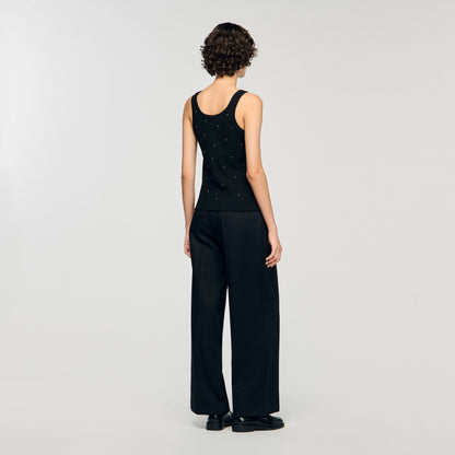 Jersey tank with rhinestones | Sandro