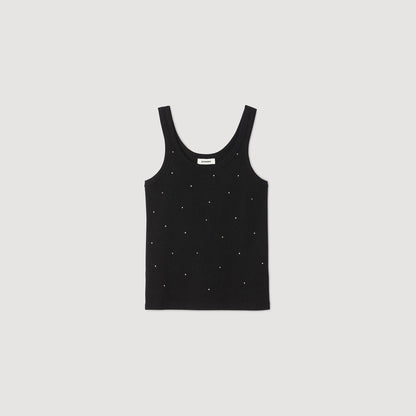 Jersey tank with rhinestones | Sandro