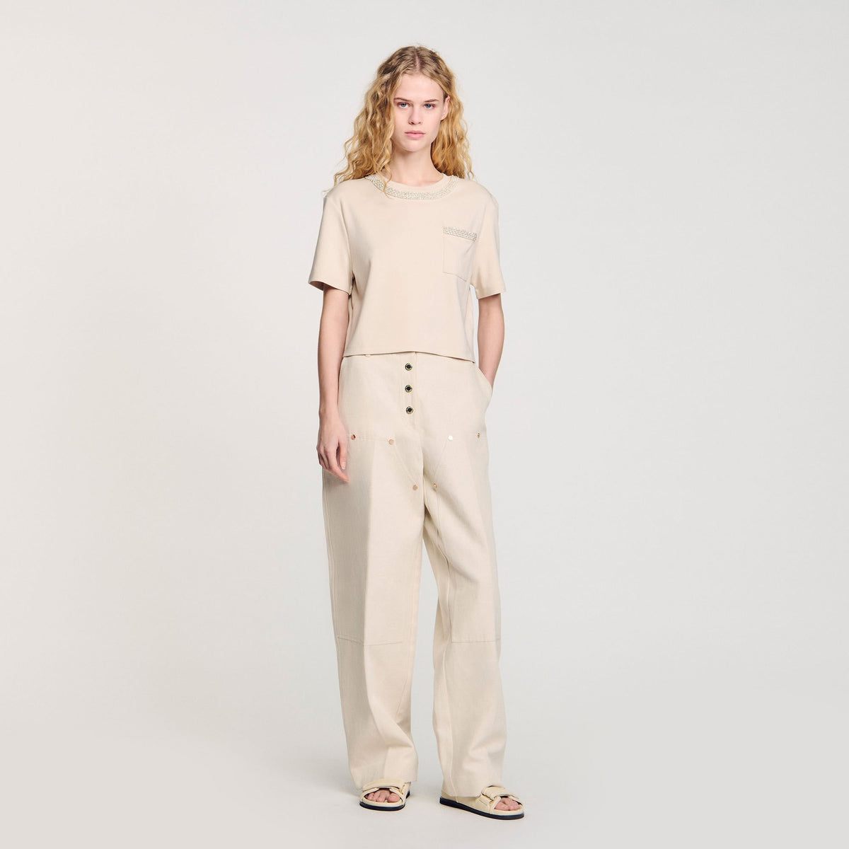 T-shirt with rhinestone details | Sandro