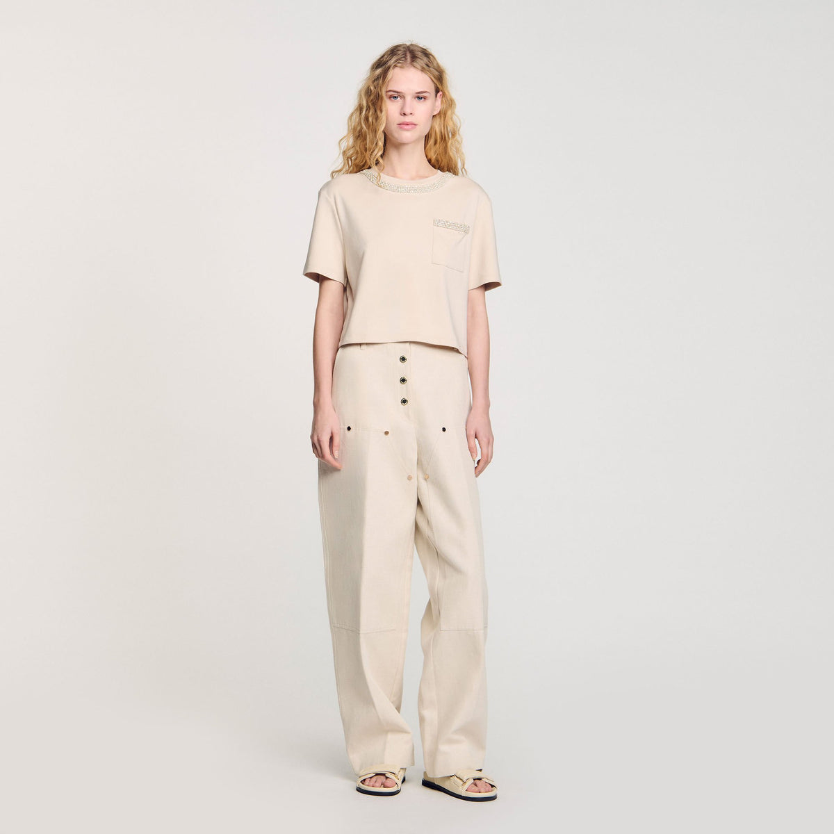 T-shirt with rhinestone details | Sandro