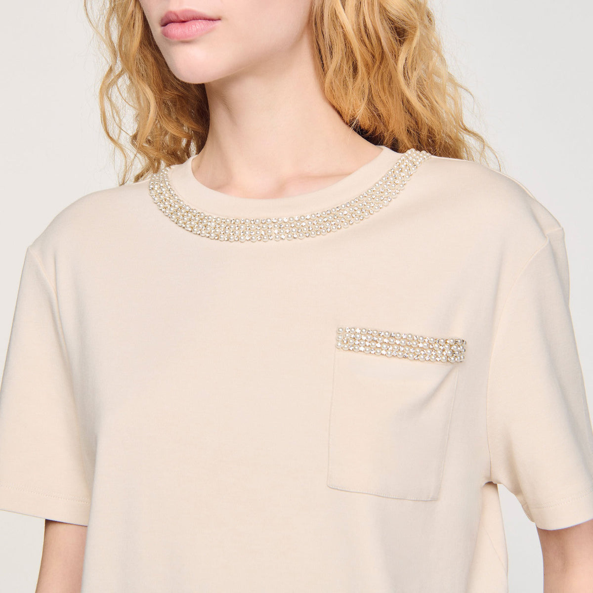 T-shirt with rhinestone details | Sandro