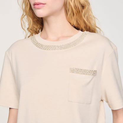 T-shirt with rhinestone details | Sandro
