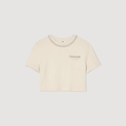 T-shirt with rhinestone details | Sandro