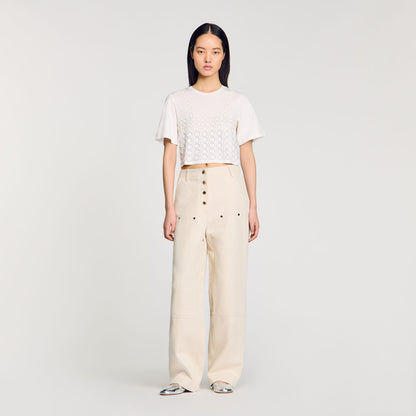 Beaded cropped T-shirt | Sandro