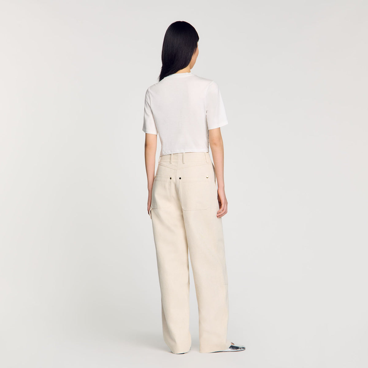 Beaded cropped T-shirt | Sandro
