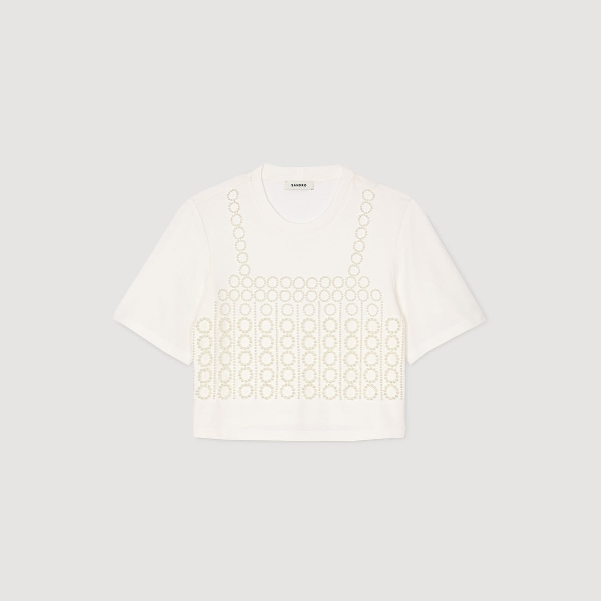 Beaded cropped T-shirt | Sandro