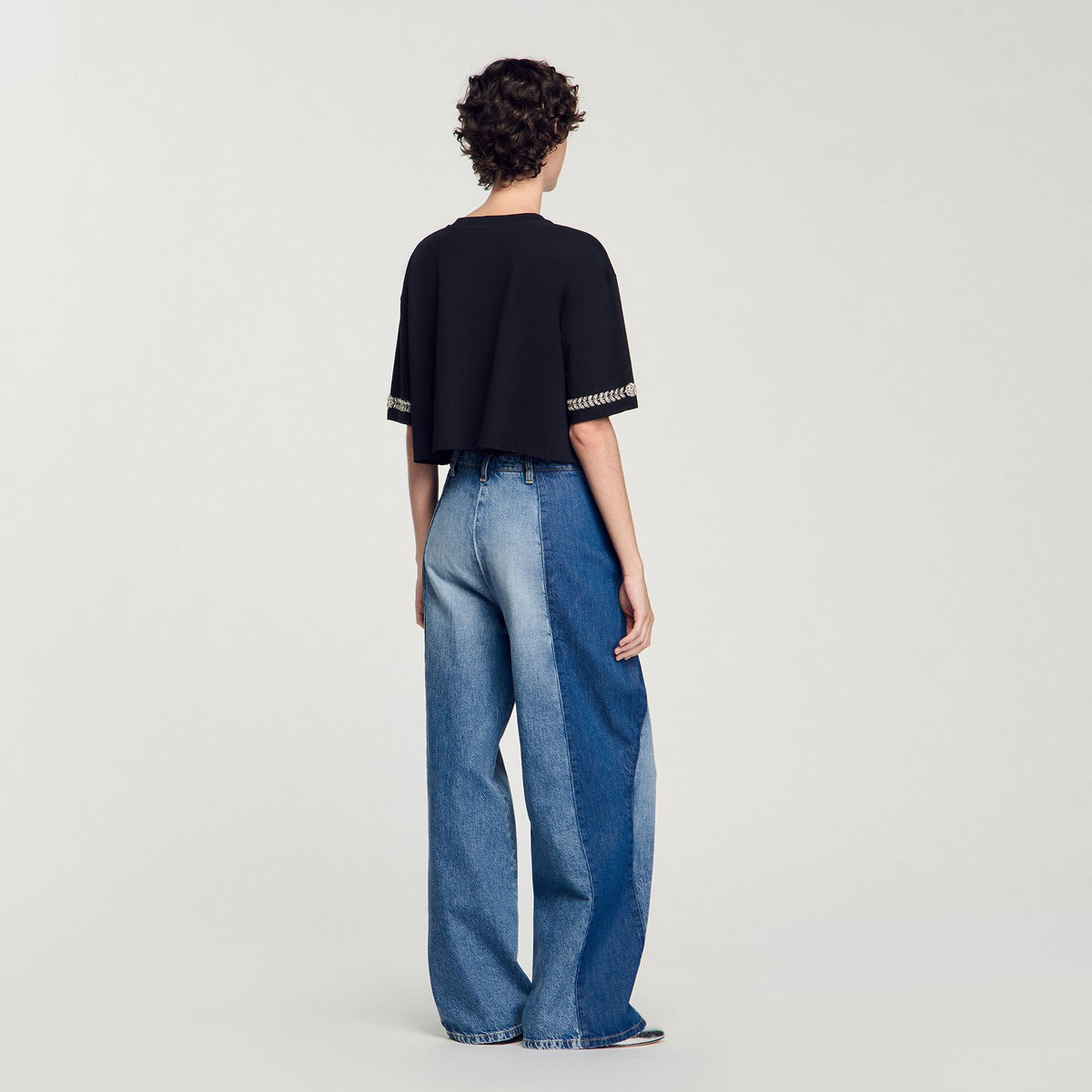 Rhinestone cropped T-shirt | Sandro