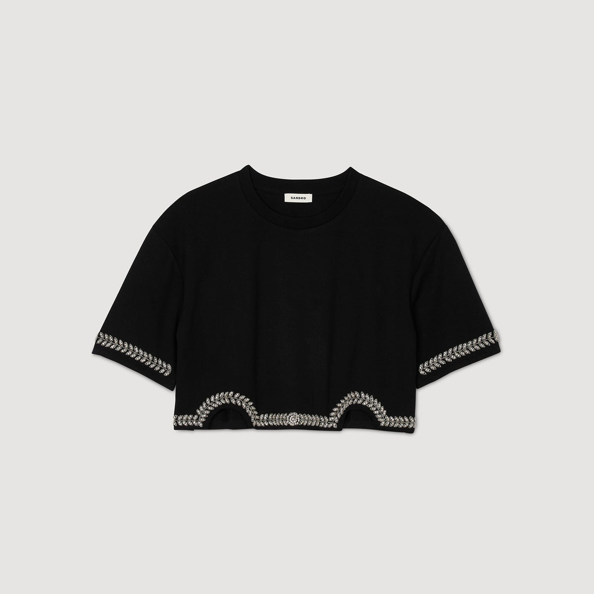 Rhinestone cropped T-shirt | Sandro