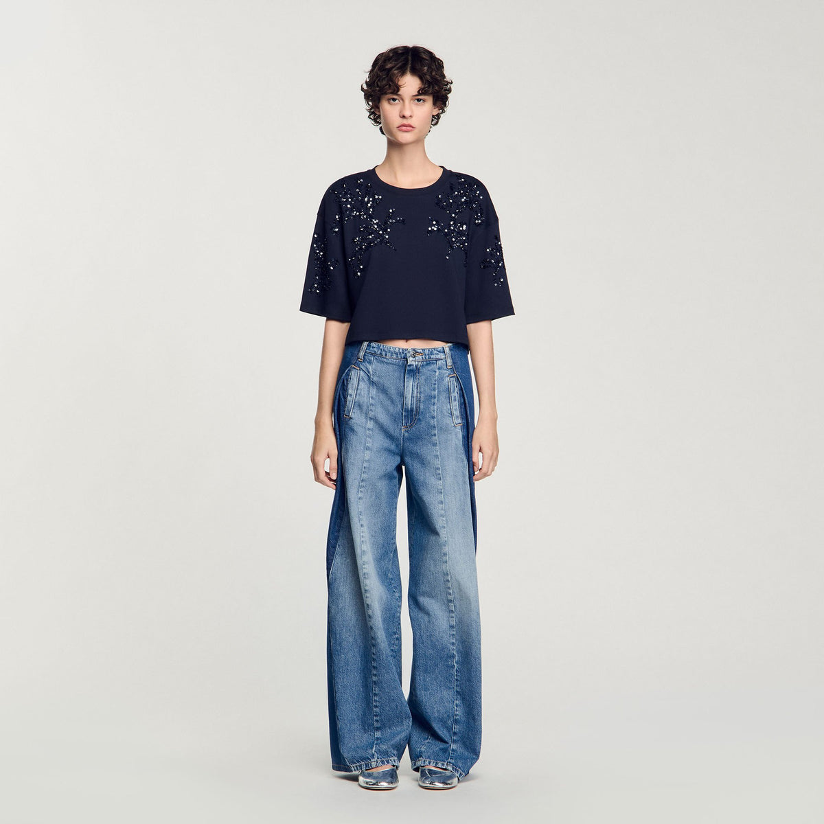 T-shirt with beaded details | Sandro
