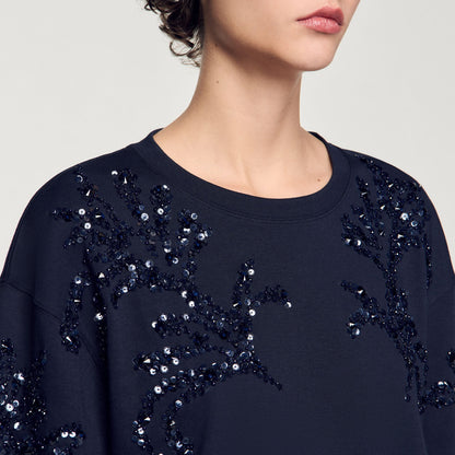 T-shirt with beaded details | Sandro