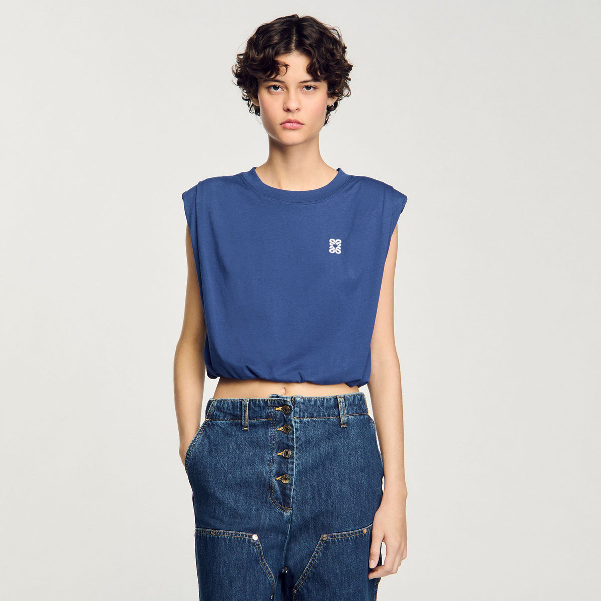 Short draped T-shirt | Sandro