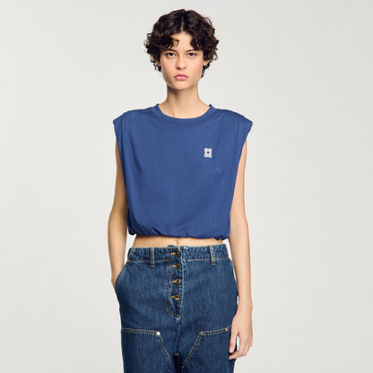 Short draped T-shirt | Sandro