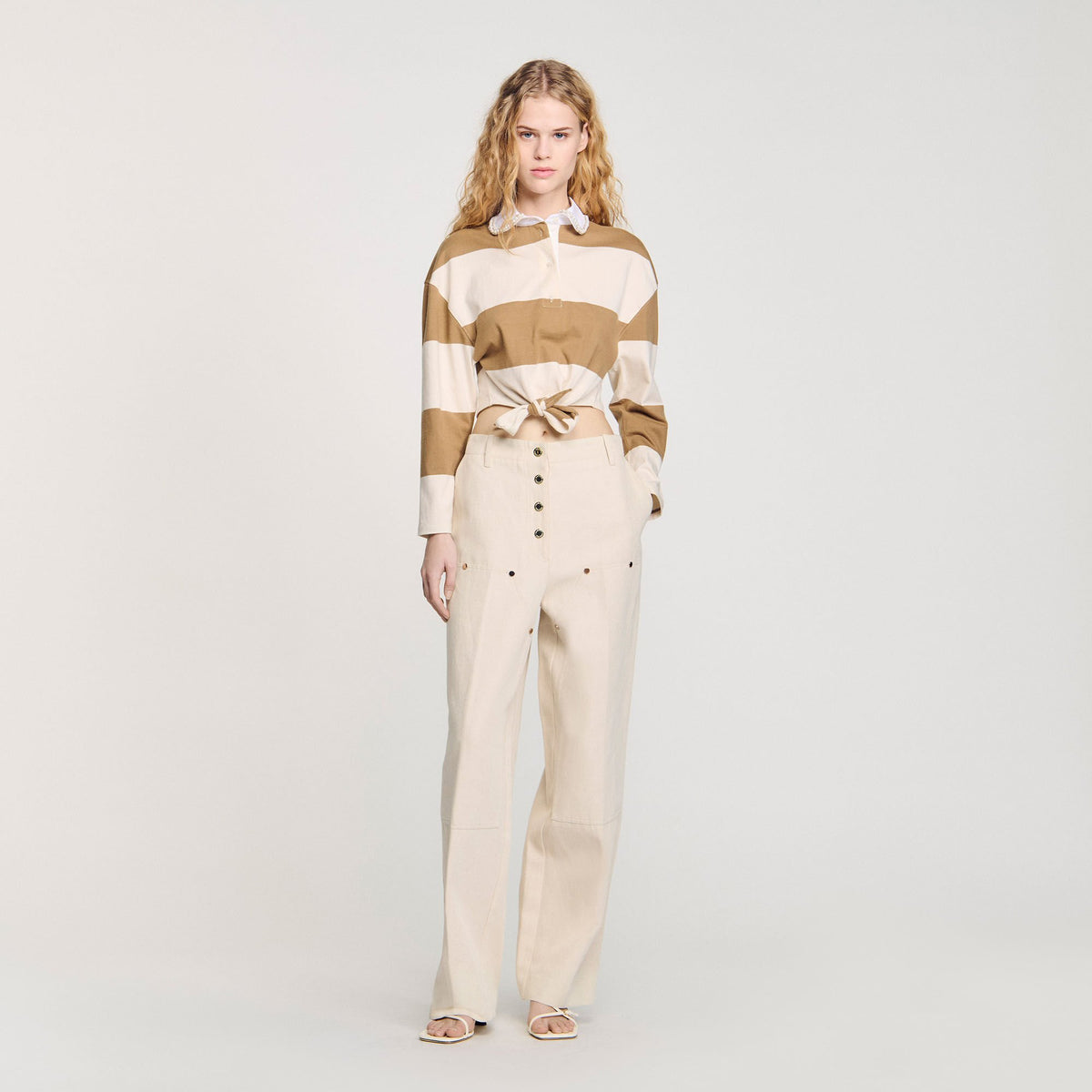 Striped polo-neck T-shirt | Sandro