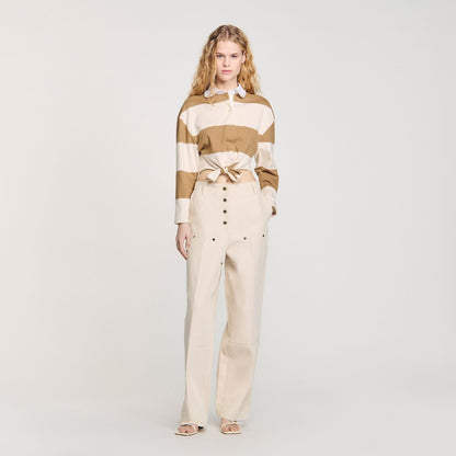 Striped polo-neck T-shirt | Sandro