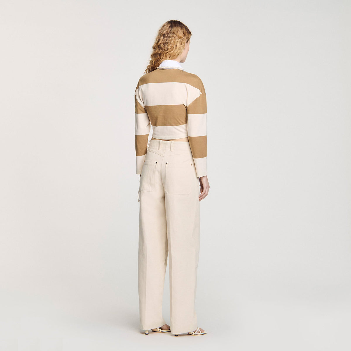 Striped polo-neck T-shirt | Sandro