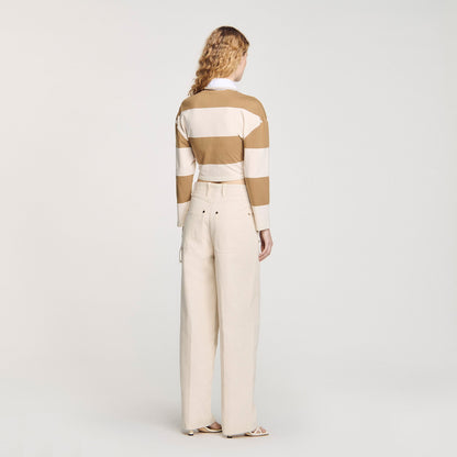 Striped polo-neck T-shirt | Sandro