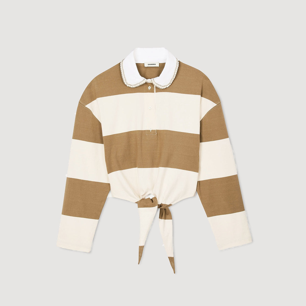 Striped polo-neck T-shirt | Sandro