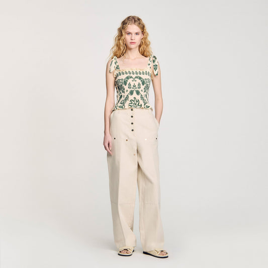 Floral motif smocked top | Sandro