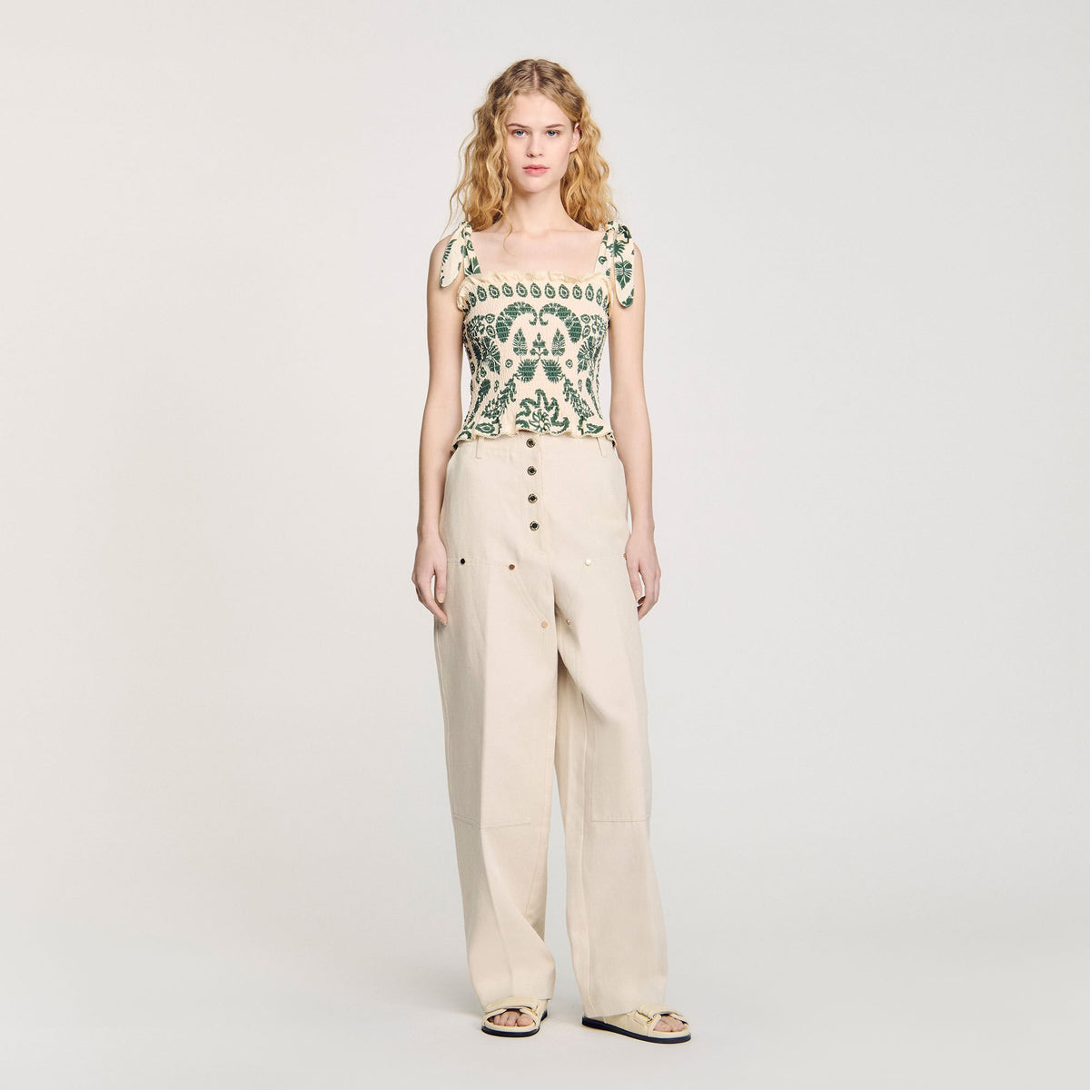 Floral motif smocked top | Sandro