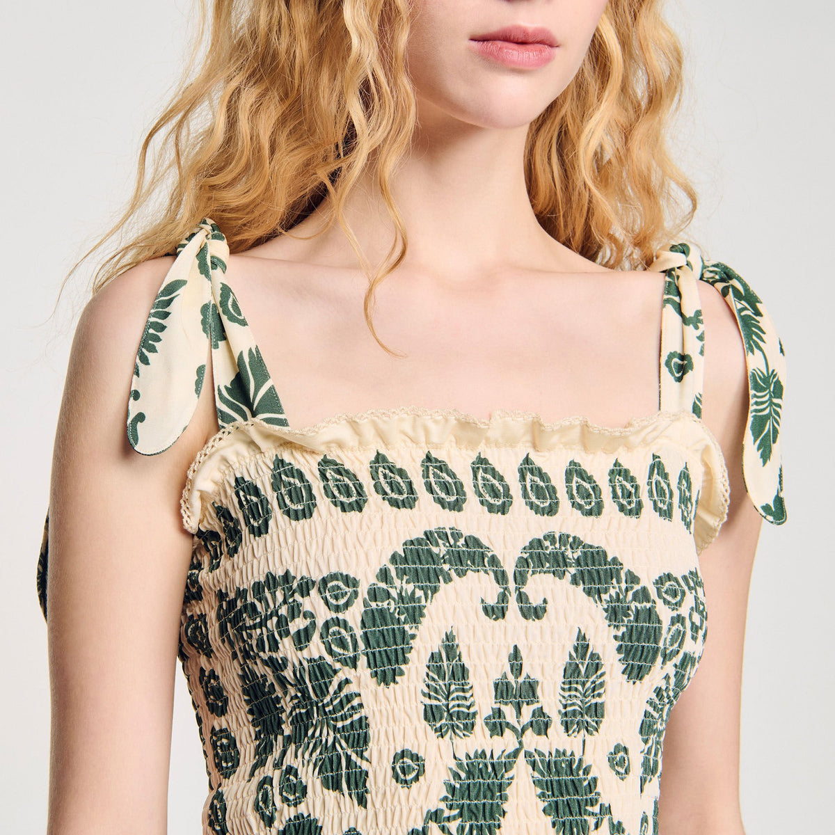 Floral motif smocked top | Sandro