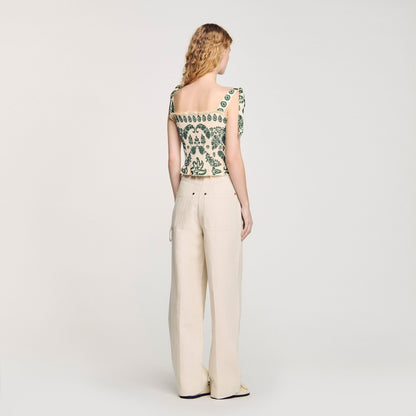 Floral motif smocked top | Sandro
