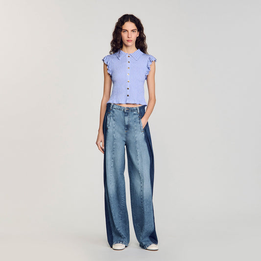 Striped smocked T-shirt | Sandro