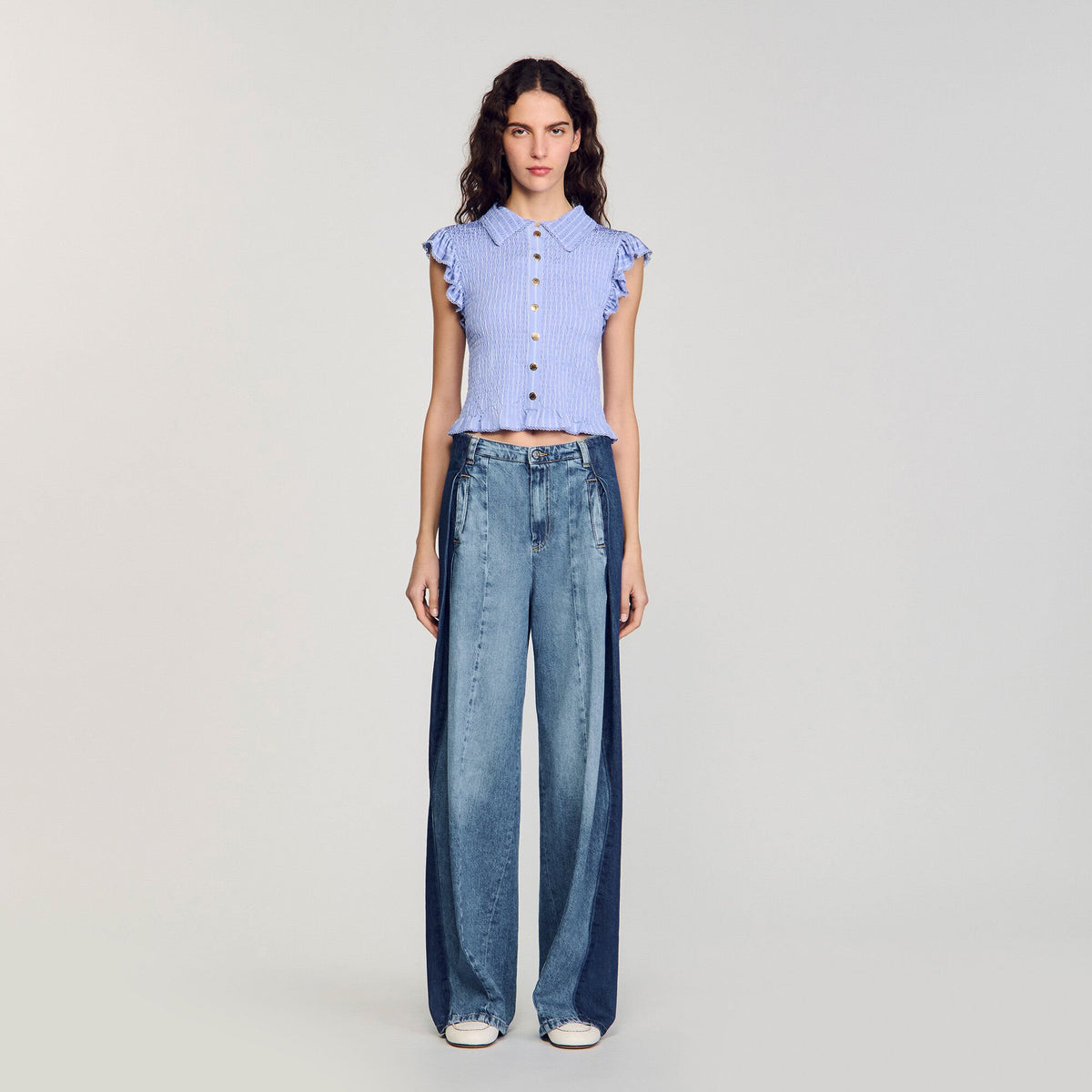 Striped smocked T-shirt | Sandro