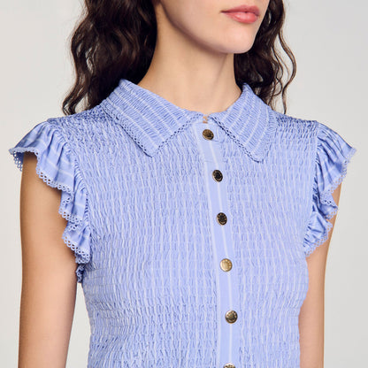 Striped smocked T-shirt | Sandro