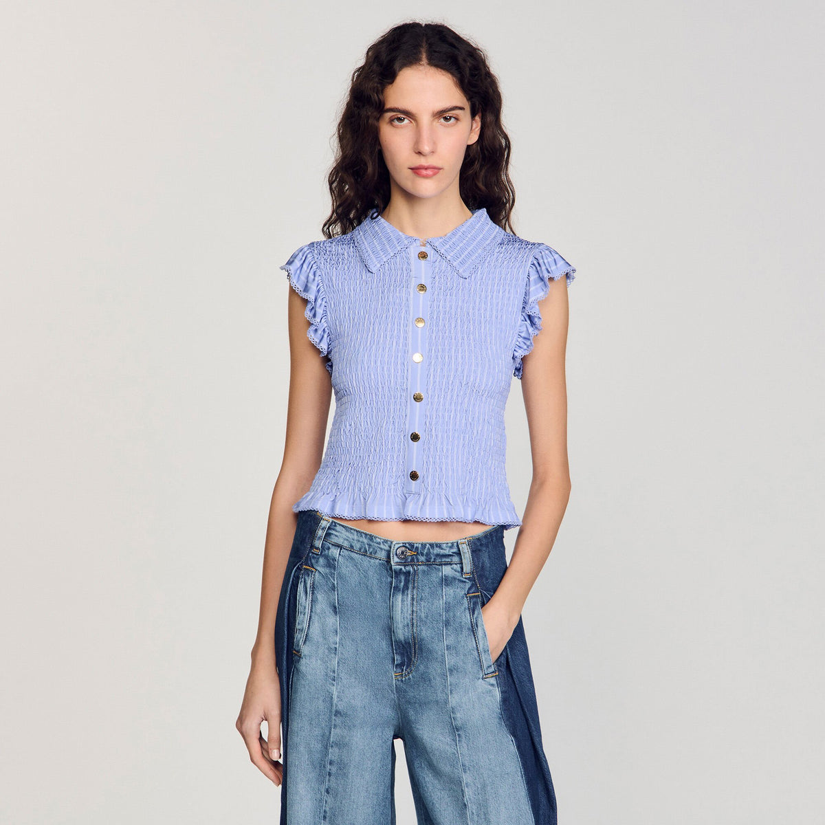 Striped smocked T-shirt | Sandro