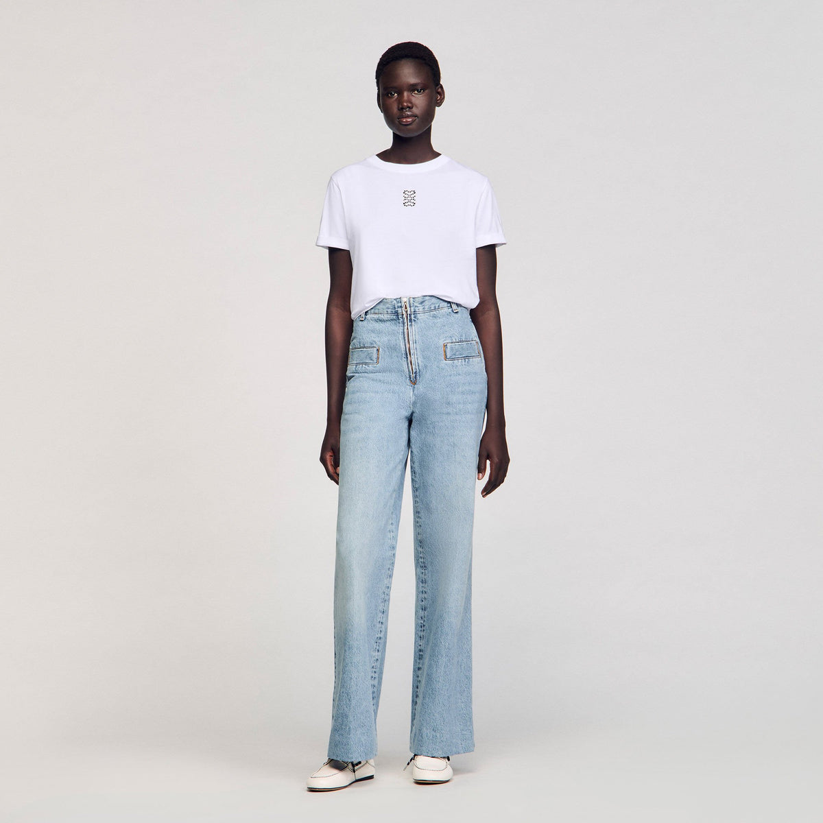 Cotton T-shirt with embroidery | Sandro