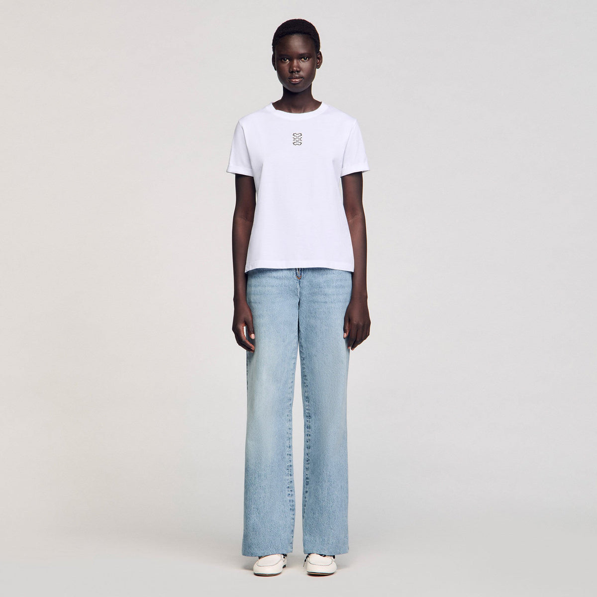 Cotton T-shirt with embroidery | Sandro