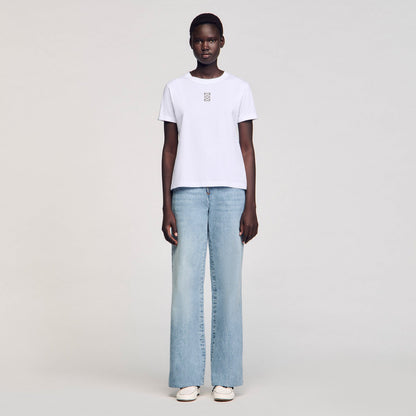Cotton T-shirt with embroidery | Sandro