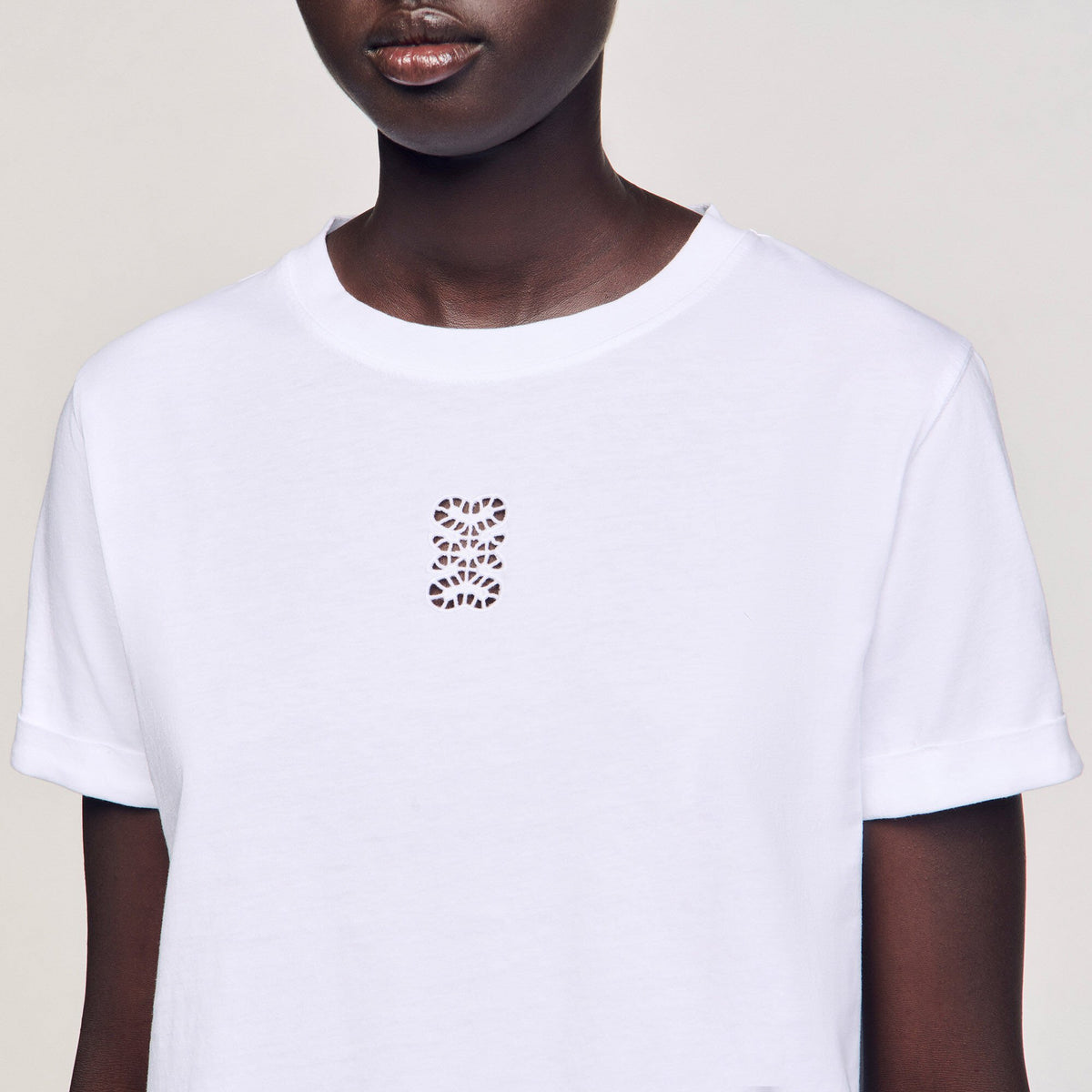 Cotton T-shirt with embroidery | Sandro