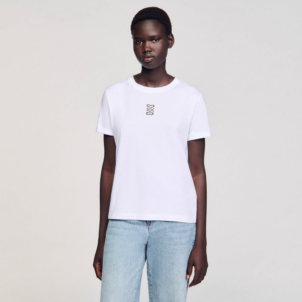 Cotton T-shirt with embroidery | Sandro