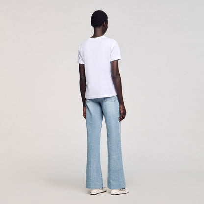 Cotton T-shirt with embroidery | Sandro