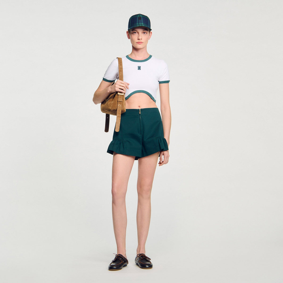 Two-tone cropped T-shirt | Sandro