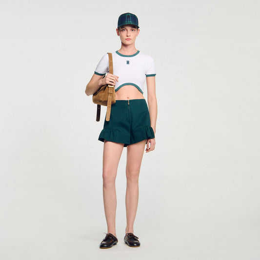 Two-tone cropped T-shirt | Sandro