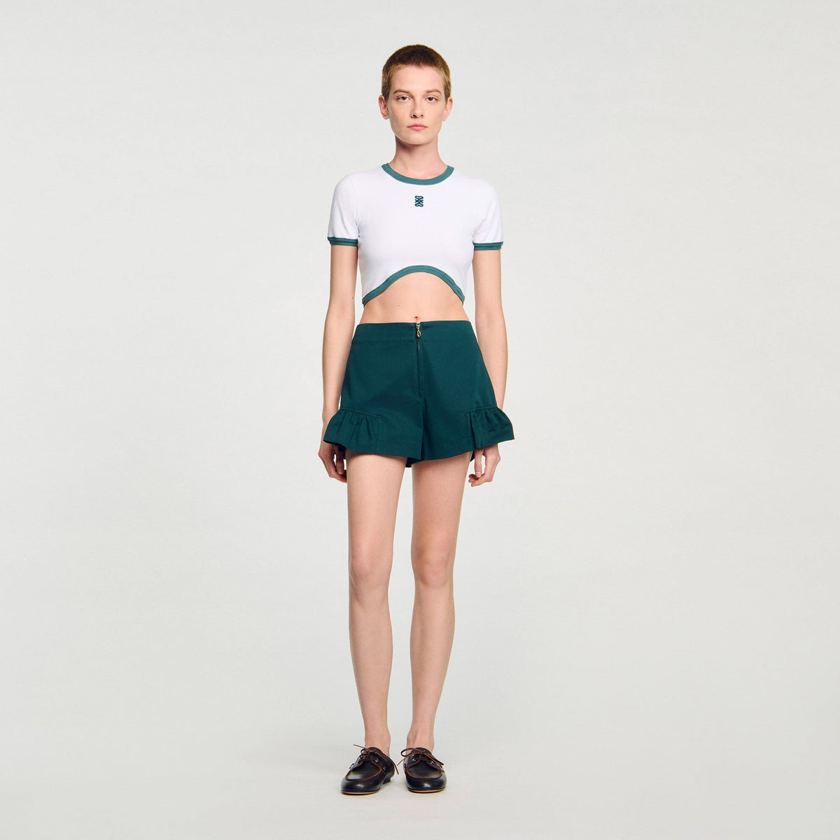 Two-tone cropped T-shirt | Sandro