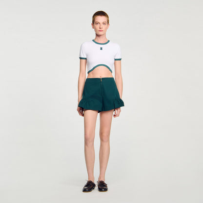 Two-tone cropped T-shirt | Sandro