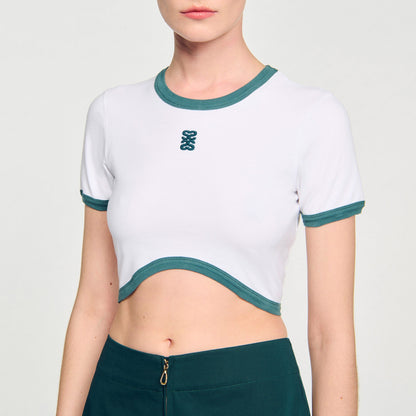 Two-tone cropped T-shirt | Sandro