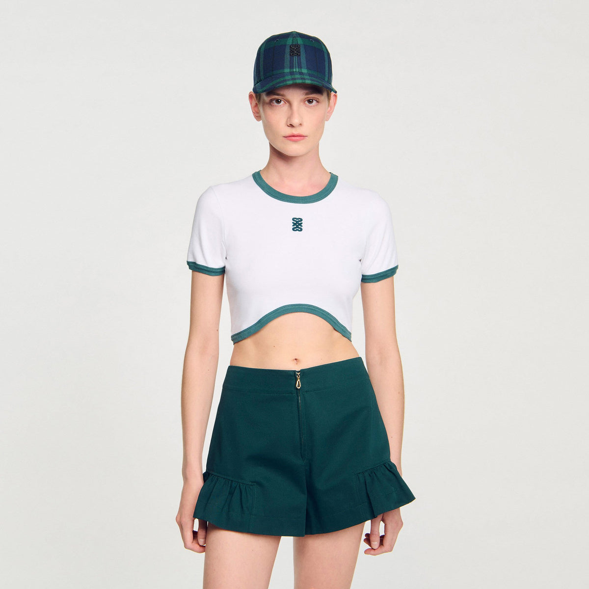 Two-tone cropped T-shirt | Sandro