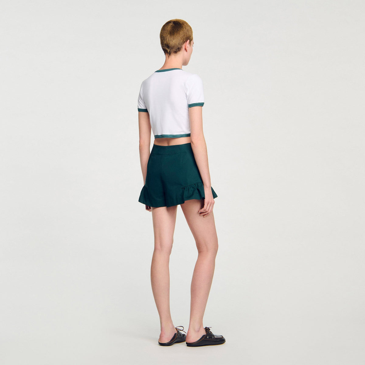 Two-tone cropped T-shirt | Sandro