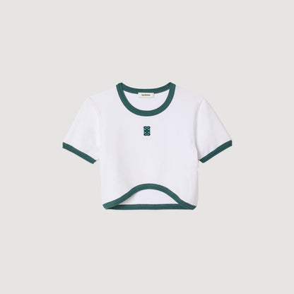 Two-tone cropped T-shirt | Sandro