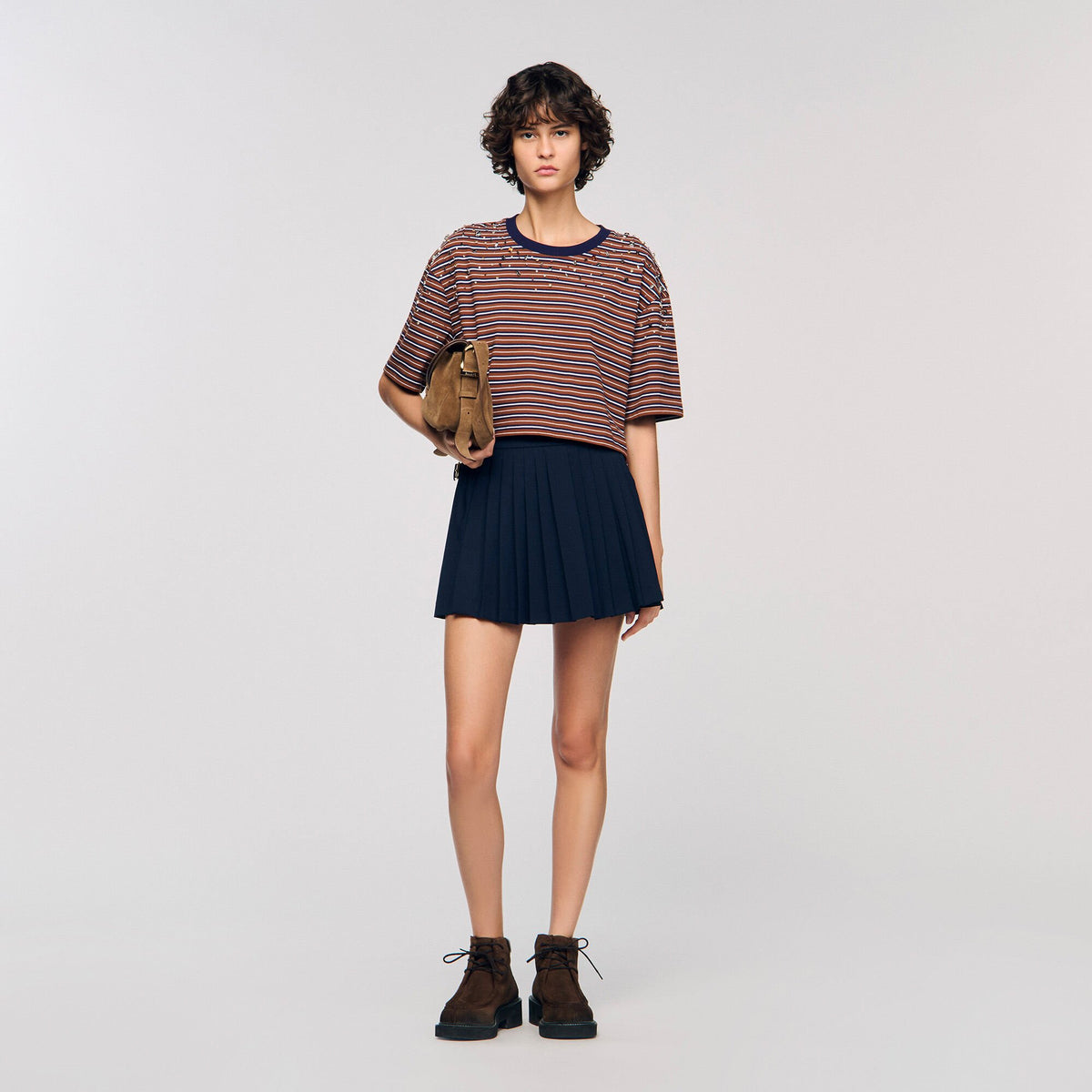 Striped rhinestone T-shirt | Sandro