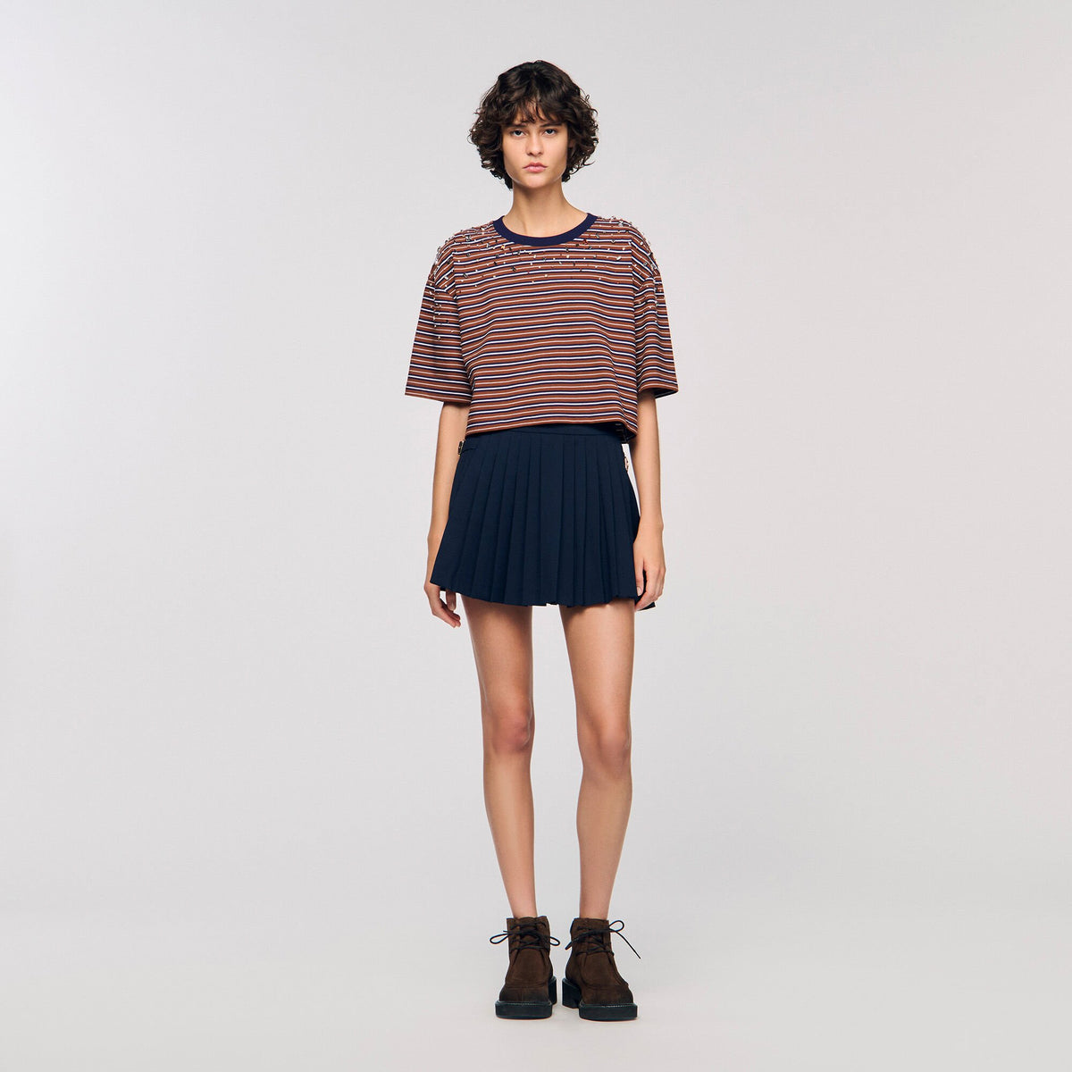 Striped rhinestone T-shirt | Sandro