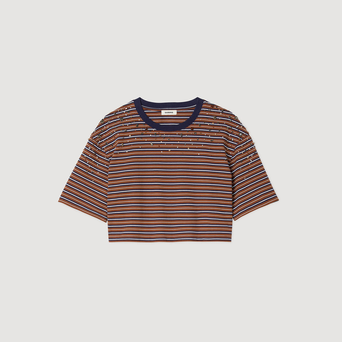 Striped rhinestone T-shirt | Sandro