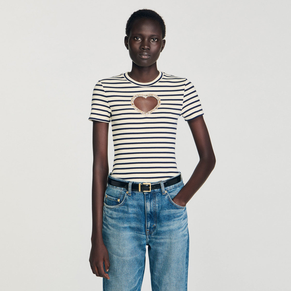 Rhinestone heart T-shirt | Sandro