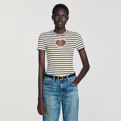 Rhinestone heart T-shirt | Sandro